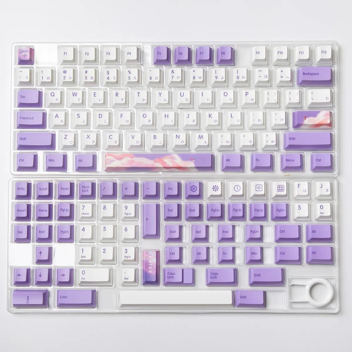 

Dream Cherry MX Axis Purple Keycap Game Mechanical Keyboard PBT Material Sublimation Original Height 139 Full Set Of Keycaps