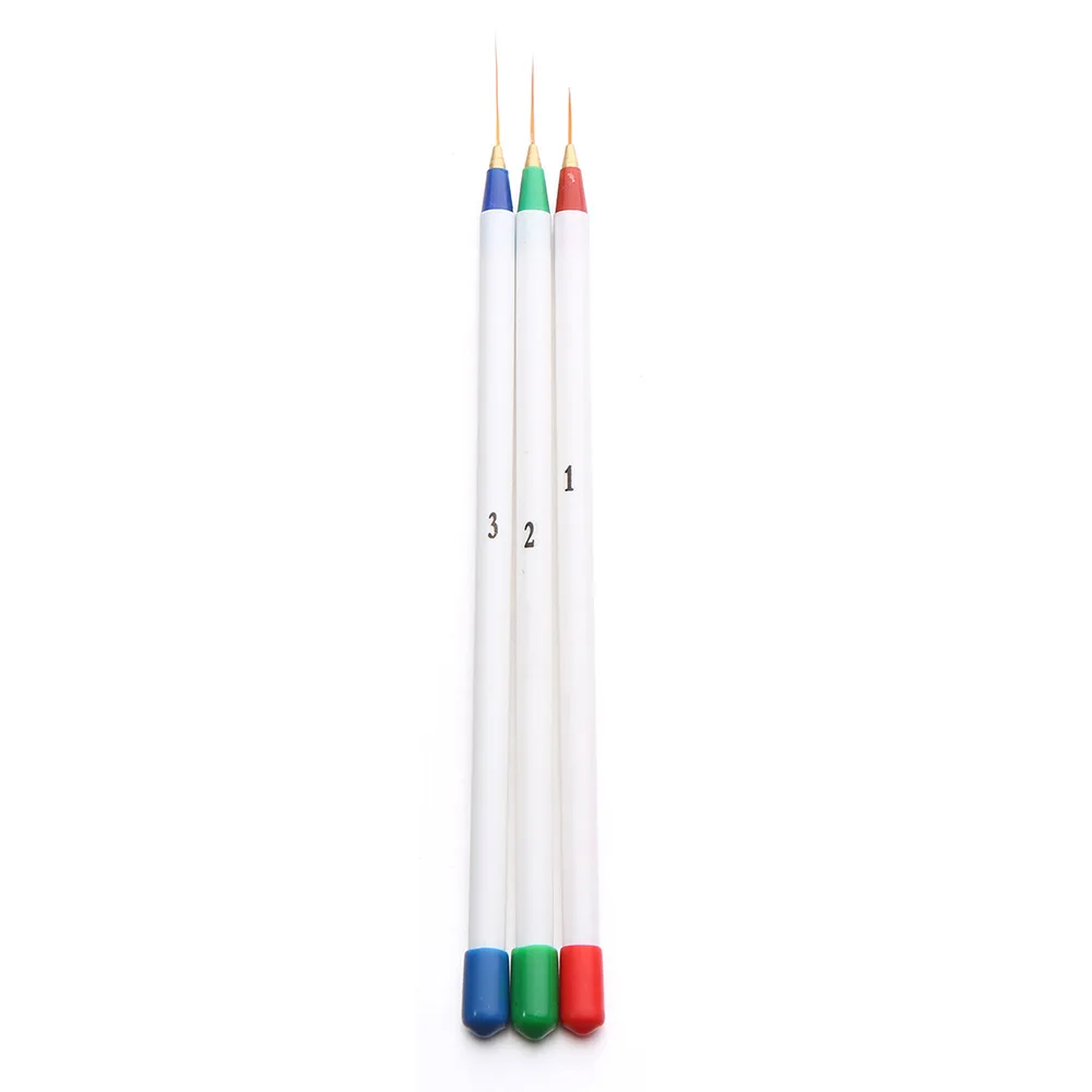 3Pcs Acrylic French Stripe Nail Art Liner Brush Set Manicure Ultra-thin Line Drawing Pen UV Gel Brushes Painting Tool Carved Pen 5