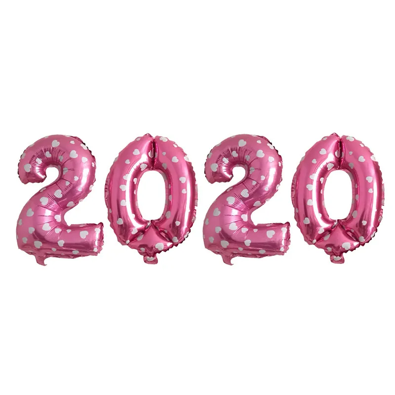 Foil Balloon Happy New Year Banner Star Round Balloon Home Party Confetti Latex Balloons Decoration New Year Decor Supplies - Цвет: pink