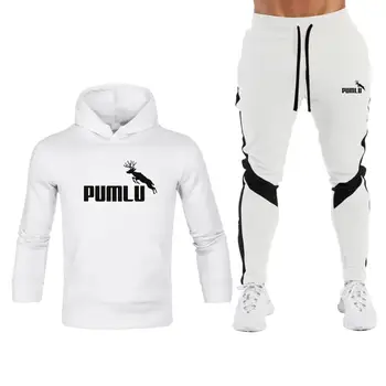 

Fashion deer logo men's new autumn and winter casual men's sweater stitching trousers 2-piece suit fashion sports casual men's