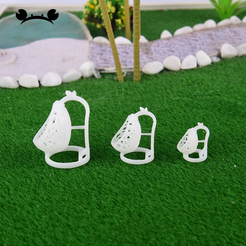 3pcs Miniature Balcony Chair Hanging Chair Craft Toys Garden Landscape Dollhouse Accessories Diorama Scenery 1: 75 1:150 Scale 3
