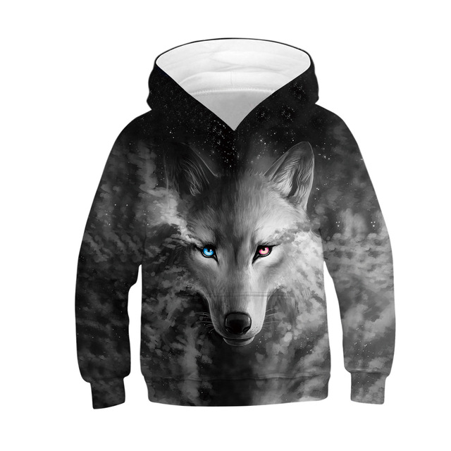Size Teens Boy Hoodies Autumn 3D Print Lion And Wolf Teenagers Sweatshirt for Boy Christmas Gift Children Coat Kids Clothes