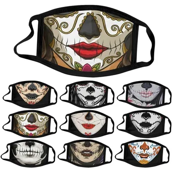 

1pc Halloween Print Mask Breathable Adults Earloop Face Mouth Masks Unisex Washable Outdoor Mouth-muffle Masques Lavables