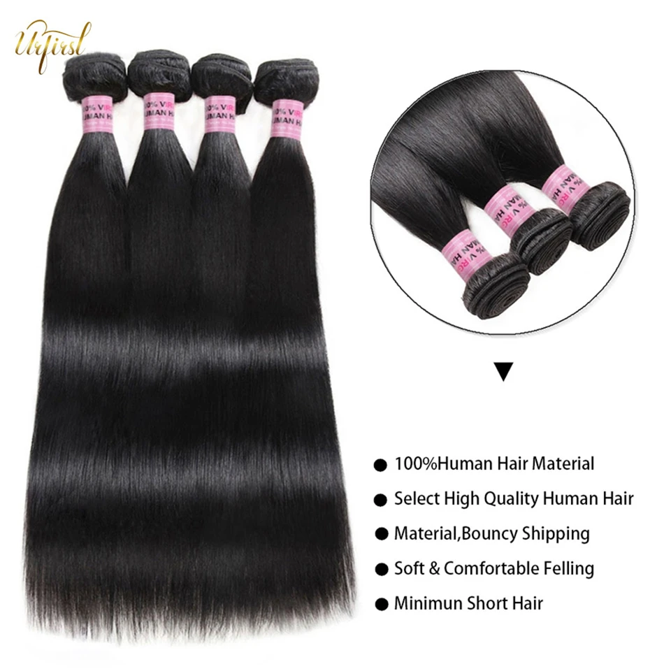 HD Transparent Lace Frontal with Bundles Brazilian Straight Hair Bundles with Frontal Human Hair Bundles with Frontal For Women