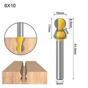 

Straight Bar Core Box Router Bit Round Bottom Groove Wood Milling Cutter 6mm Shank
