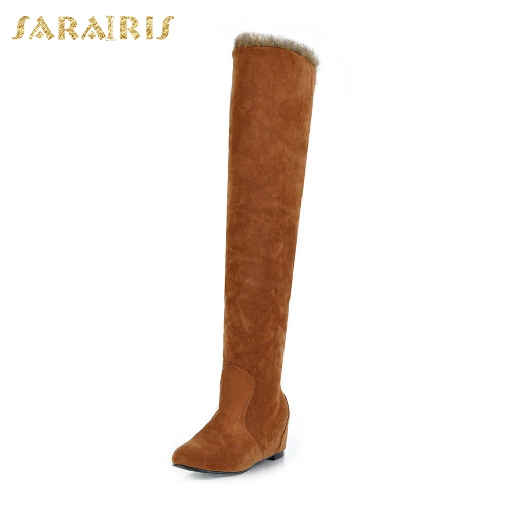 SARAIRIS/; Прямая поставка; большие размеры 43; теплые плюшевые зимние сапоги для русской зимы; женская обувь; Женские Сапоги выше колена; женская обувь - Цвет: Цвет: желтый