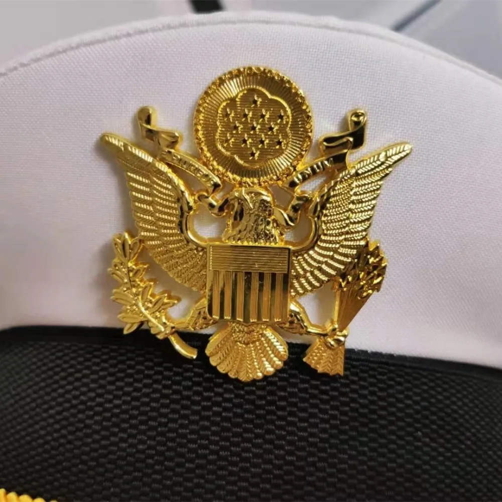 Белый капитан, Мотрос Шляпа Военно-морские силы шапки с якорем шапки военные Орел для Маскарадного костюма