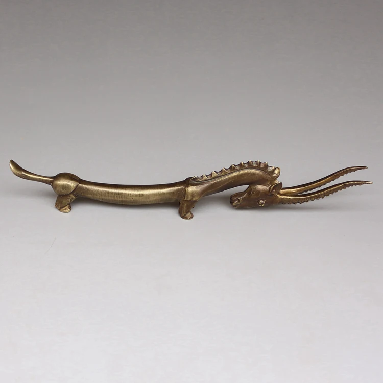 Antique brass antelope corner pen holder copper brush retro pen rest pen mountain