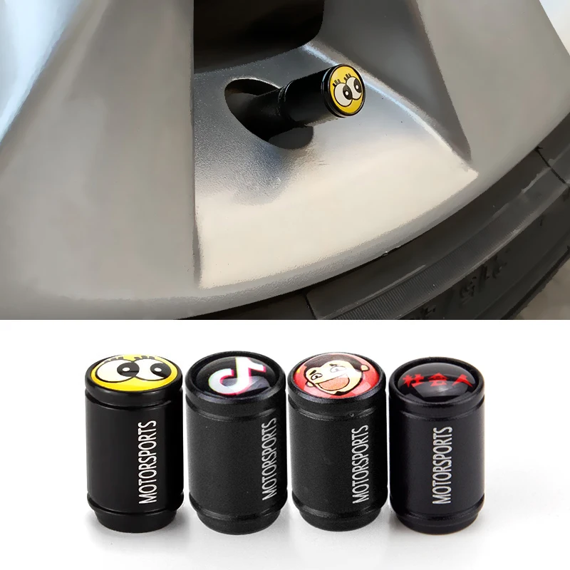 

Car Tire Valve Cap Matte Air Tyre Stems Cover for Big eyes cute Tik Tok video Music Cartoon avatar People in society Accessories