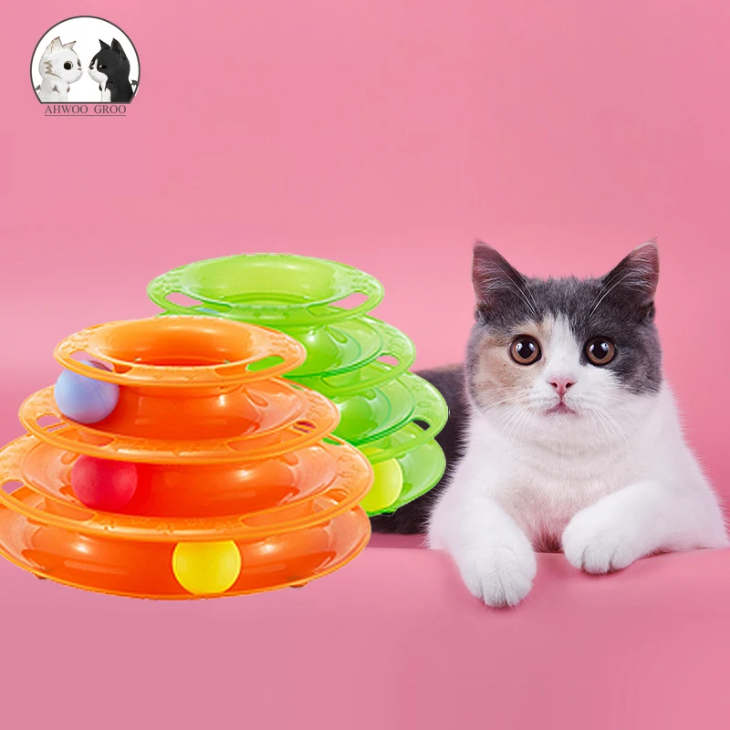 

Three Levels Assembly Cat Tower Tracks Disc Toy Pet Amusement Triple Disc Dog Cat Interactive Toys Ball Training Amusement Plate