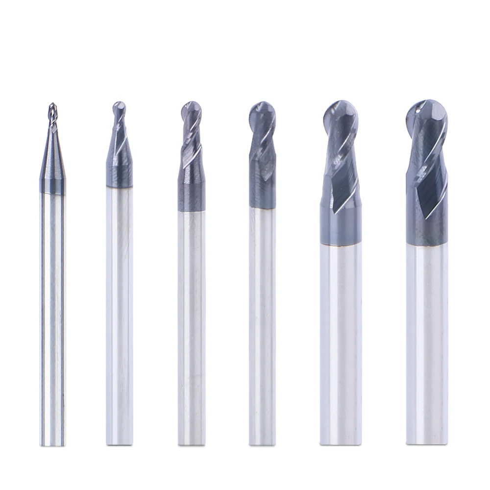 

WREOW CNC Lathe Tungsten steel Tool Milling Alloy Cutter Coating End Mill Drill Bit 50mm Length Ball Nose Endmills Tool for Wood
