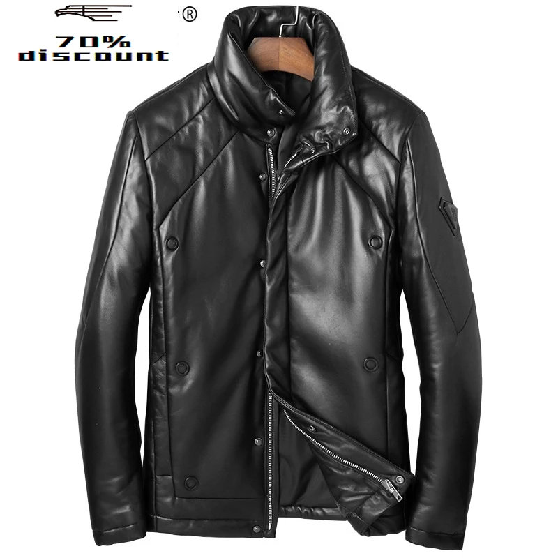 

Men's Leather Jacket Winter Sheepskin Coat Men Genuine Leather Jacket Warm Down Jackets Stand Collar 82Z2808 KJ2422