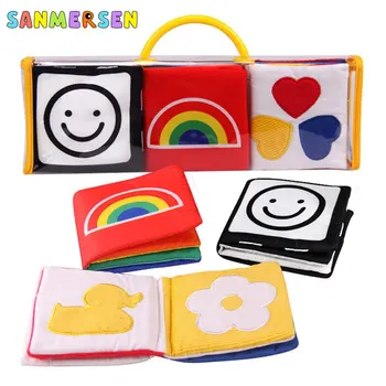 

3PCS Baby Cloth Books Early Learning Educational Toys Black White Soft Cloth Book BB Sounds Intelligence Development Infant Toys