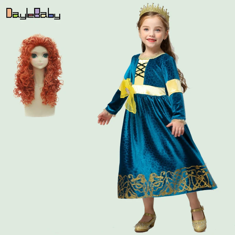 

Fancy Princess Melida Gothic Long Sleeve Warm Dress Kids Winter Movie Costume with Wig Child New Year Party Dress