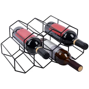 

Black Honeycomb Countertop Type 7-Hole Space-Saving Red and White Wine Rack Home Living Room Wine Rack Decoration