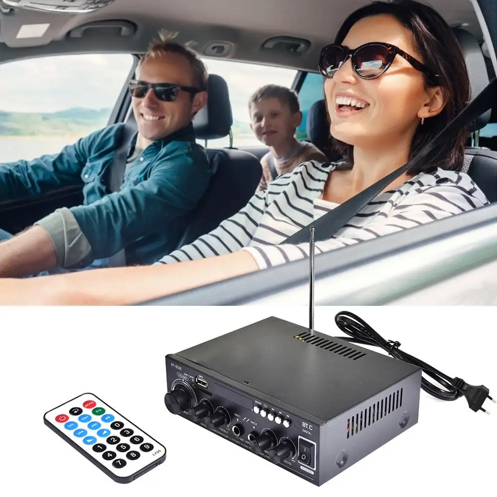 Universal HIFI Bluetooth Car Audio Power Amplifier FM Radio Player Support With Remote Controller 12V 220V 400W For Car Home