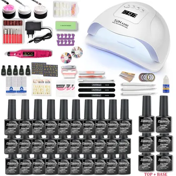 

Nail Manicure Set 80W/54W UV LED Lamp Dryer With 30/20/10pcs Nail Gel Polish Kit and 20000 RPM Electric Machine Manicure Set