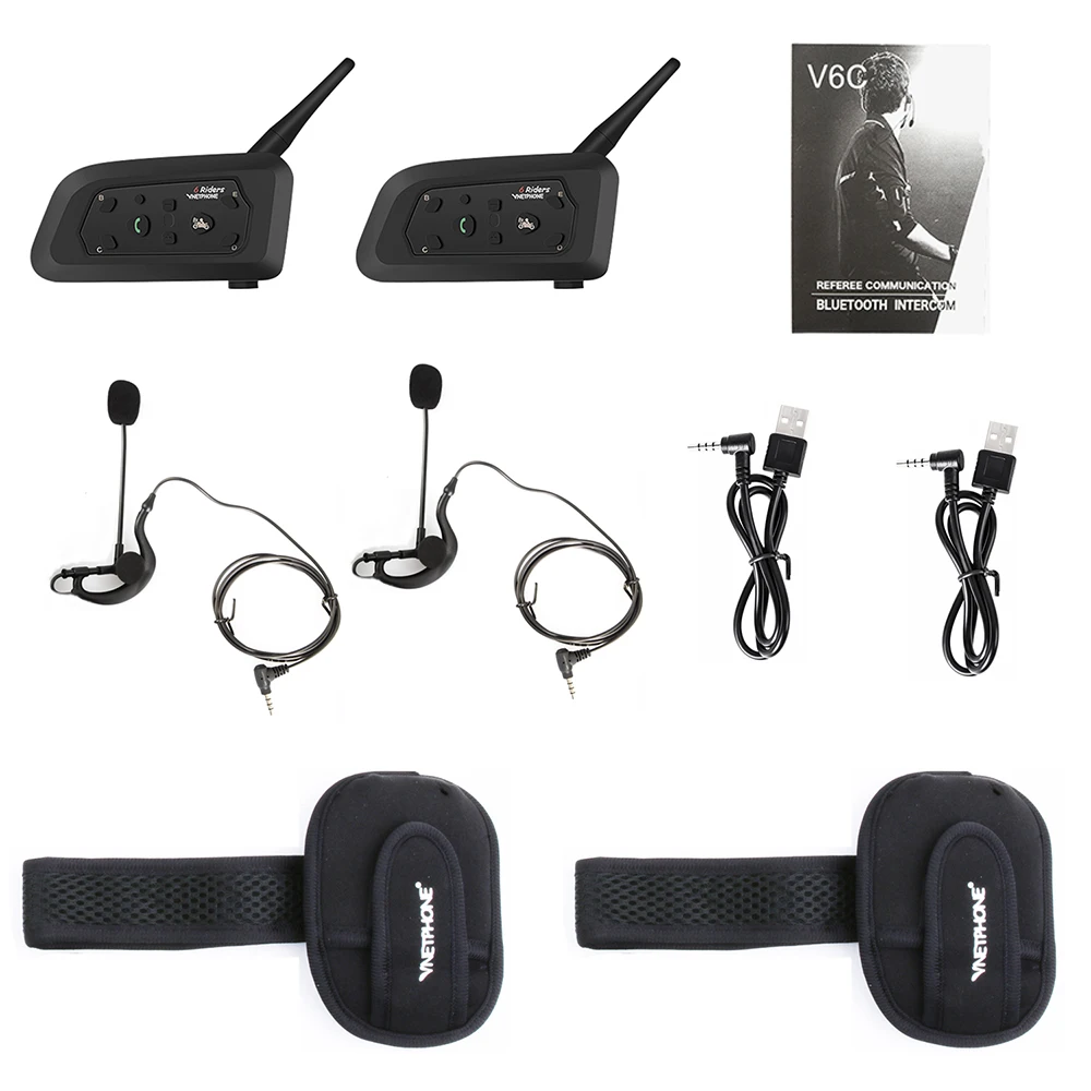 Professional Football Referee Intercom Motorcycle Motorbike Snowmobile Full Duplex 1200M V6C Wireless BT Intercom Interphone 1PC