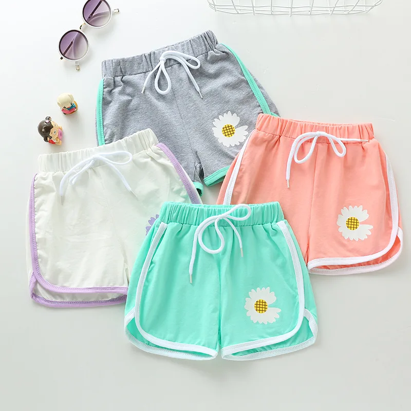 

Little Girls Summer Shorts Daisy Pattern Drawstring Elastic Band Design Bottoms Girls Shorts Short Loose Wild Fashion Trousers