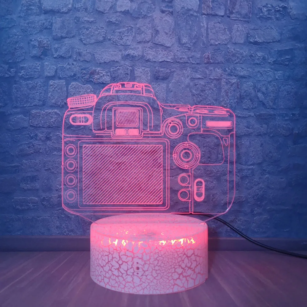 3D светодиодный Ночной светильник модель камеры иллюзия светодиодная USB