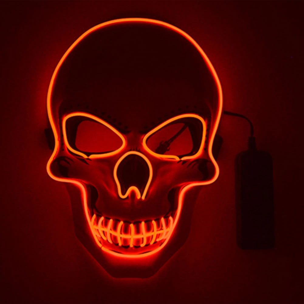 Маска скелета Led Light Up Вечерние Маски The Purge eyear Большие Смешные Маски фестиваль Косплей Костюмные принадлежности Светящиеся в темноте