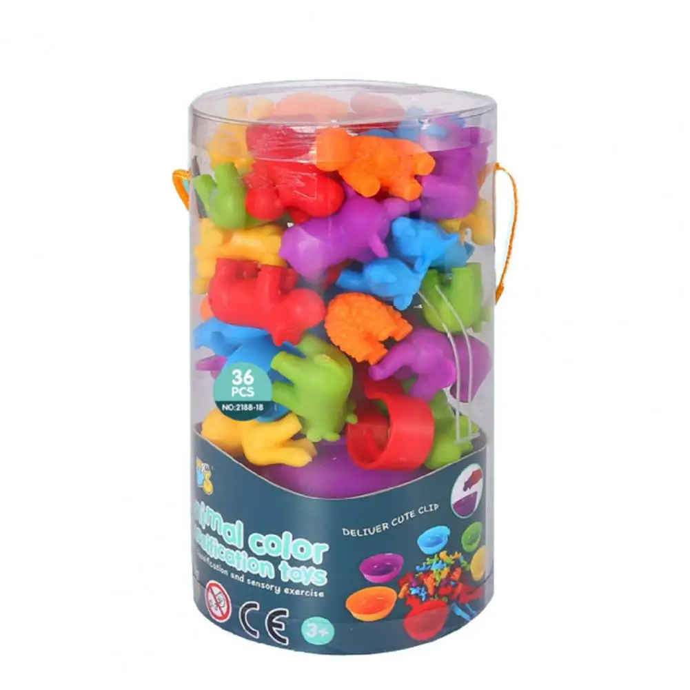 1 Set Animal Counting Toy Colorful Educational Creative Rainbow Stack Cups Dinosaur Animal Counting Toy for Children