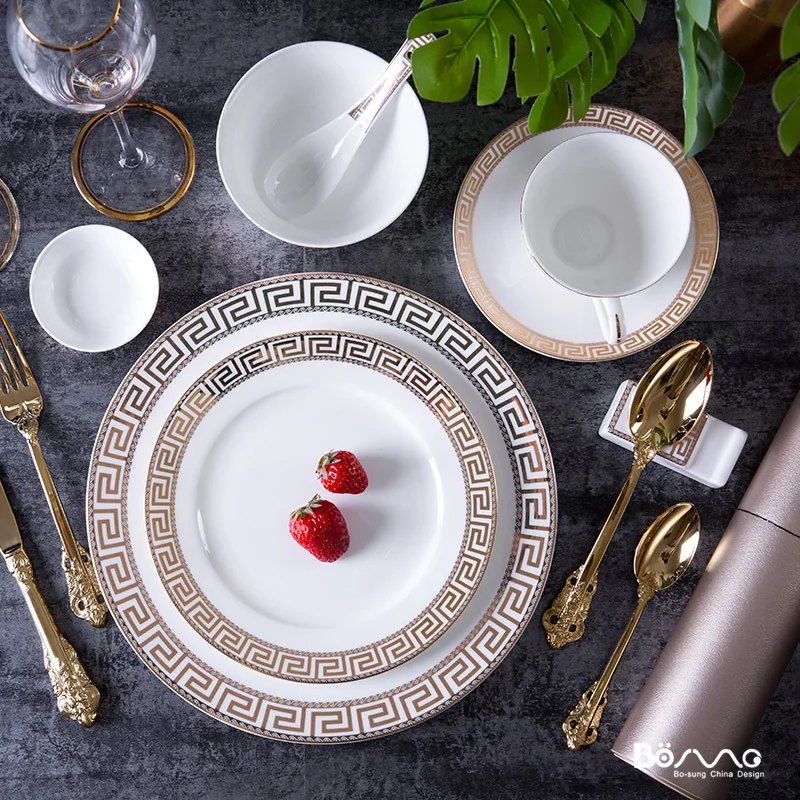 

European Phnom Penh Palace word side Western plate bone porcelain tableware steak ceramic flat