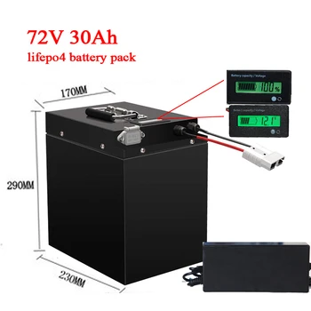 

72V 30Ah lifepo4 battery Lithium battery BMS 24S deep cycle for 2000w 3000w motor inverter scooter bike solor + 5A charger