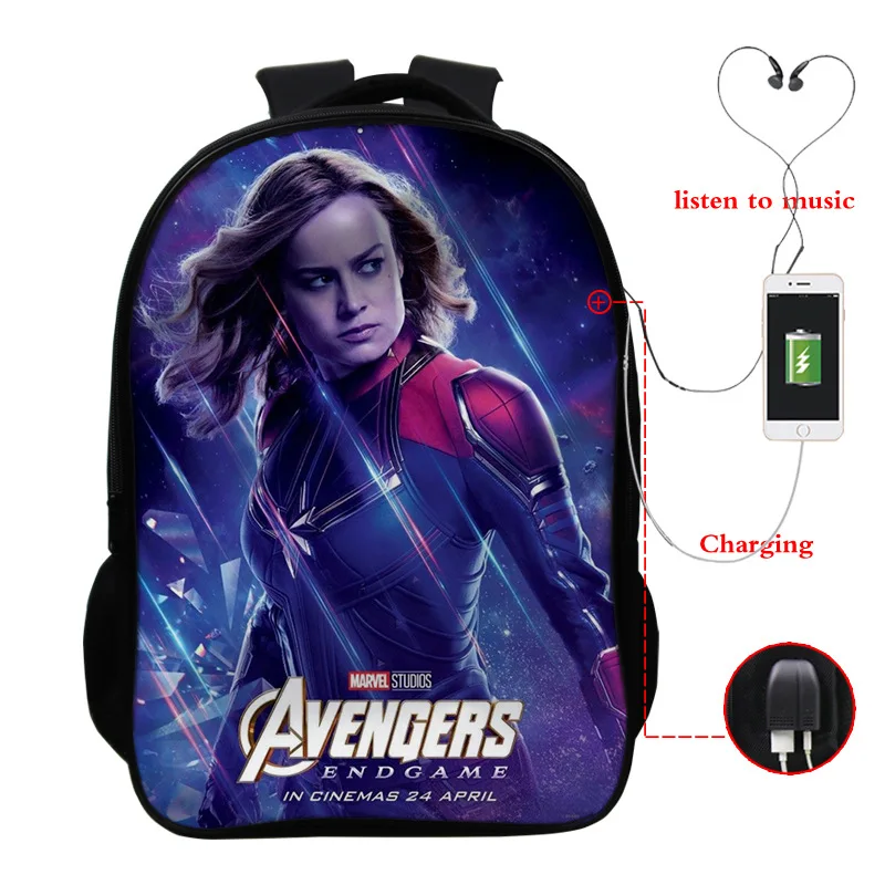 photo colour Мстители Бесконечность Войны Рюкзак USB зарядка танос печать мультфильм детские школьные сумки для мальчиков подростков Mochila - Цвет: photo colour