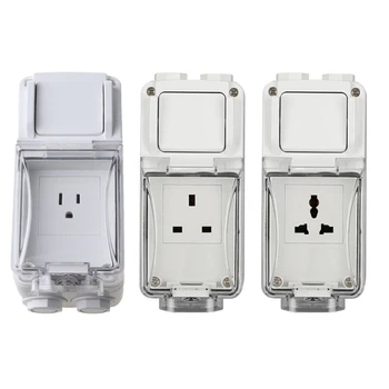 

US/UK Plug Electrical Wall Socket Outdoor Waterproof Replaceable Socket Module Weatherproof Power Outlet for Garden Courtyard
