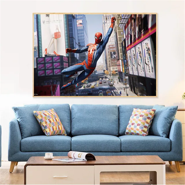 Плакат с человеком-пауком Человек-паук Печать Человек-паук Арт печать Питер Паркер настенное искусство домашний Декор без рамки - Цвет: Светло-серый