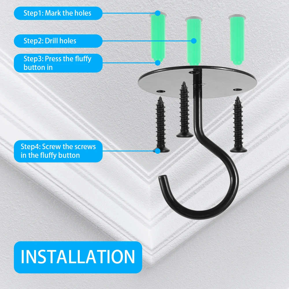 1 Set Metal Wall Mounted Ceiling Hooks Hanging Basket Hooks Plants Lanterns Flower Pots Lights Home Decor Tools Outdoor wall mount hooks multi purpose hooks wall organizer hook metal hook