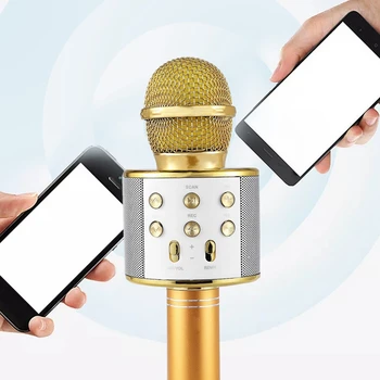 

Wireless Karaoke Microphone Portable Bluetooth mini home KTV for Music Playing Singing Speaker Player PHONE PC Purple/Blue/Gold