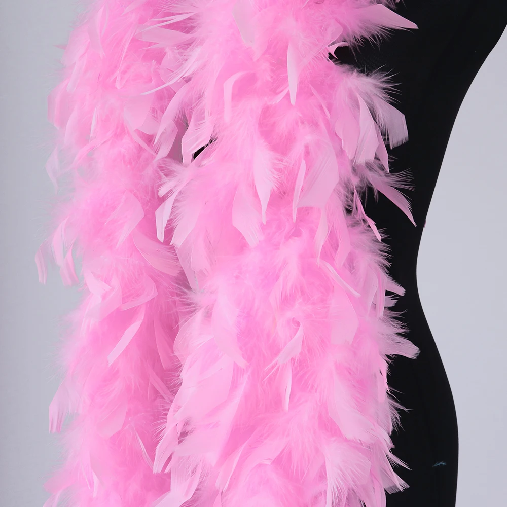 90 г боа из пера индейки окрашенный цветной пушистый перо шаль свадебное платье карнавал одежда украшения 2 м/1 шт - Цвет: Розовый
