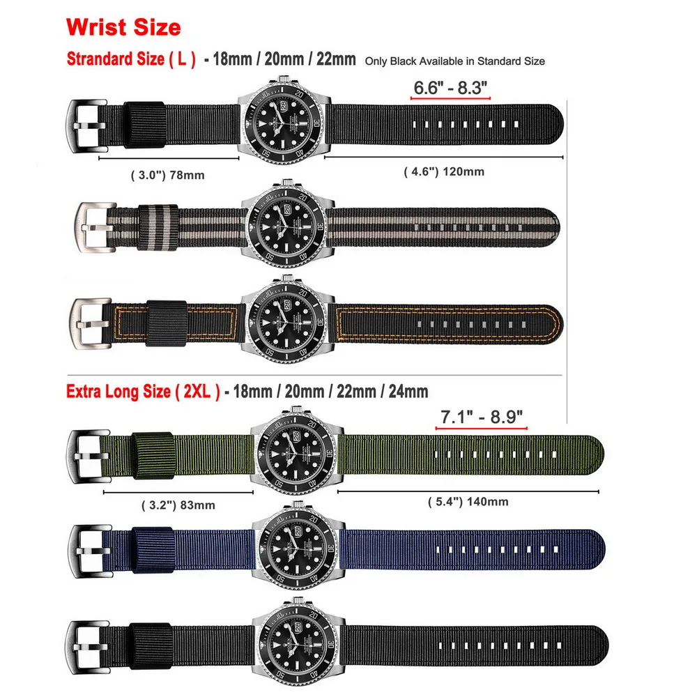 Pulseiras de Relógio de Náilon Militar Qualidade de Liberação Rápida Correias de Relógio e Fivela Escovada Resistente 18 mm 20 mm 22 mm 24 mm - Image 5