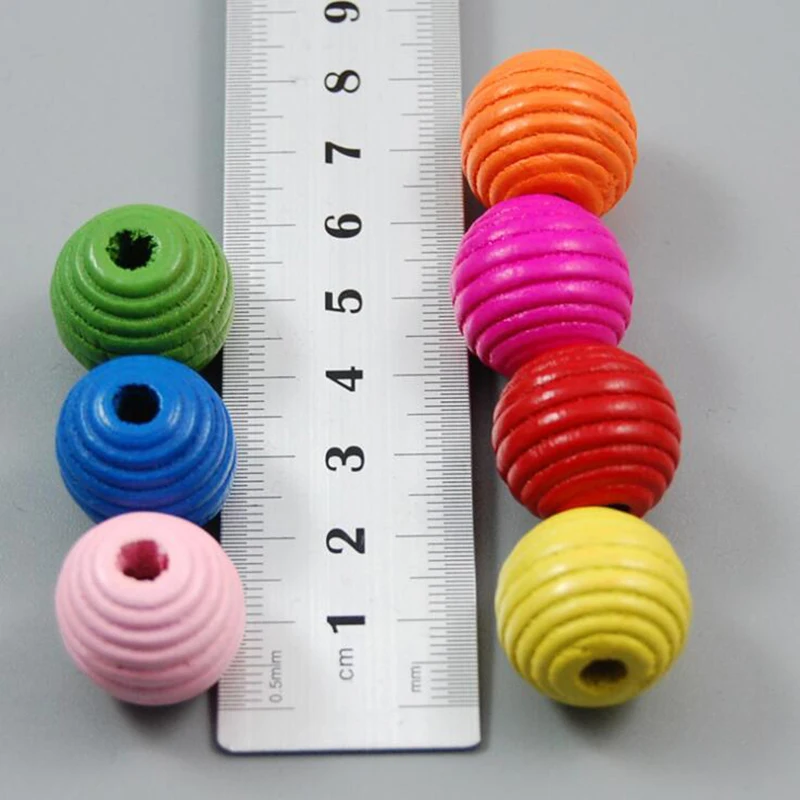 50Pcs/Pack Round Wooden Beads Multicolor Spacer Wood Beads For Jewelry Making Baby Rattle Pacifier Beads Findings