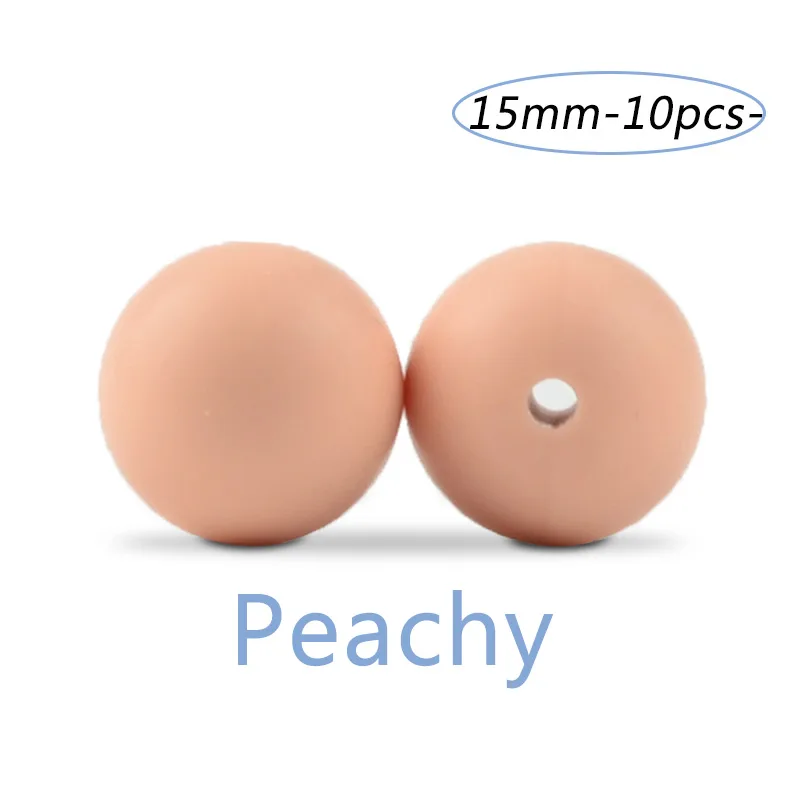 peachy LOFCA 10 шт./лот, силиконовые бусины, 15 мм, свободные бусины, Детские Прорезыватели, игрушка без бисфенола, пищевого класса, DIY, жевательные ювелирные подвески, изготовление - Цвет: peachy