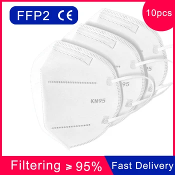 

10 Pcs FFP2 KN95 Dustproof Anti-fog And Breathable Face Masks Filtration Mouth Masks Reusable Mouth Muffle Cover Mask