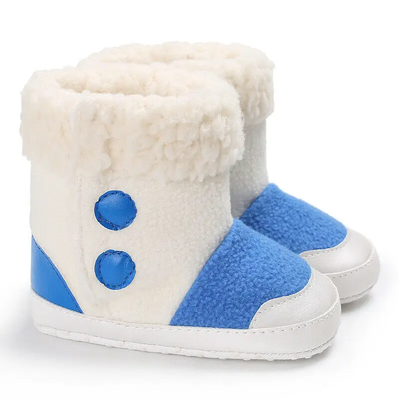 Модные зимние теплые сапоги для маленьких девочек; мягкая флисовая подошва для новорожденных; нескользящие ботинки; Размеры 0-18 месяцев