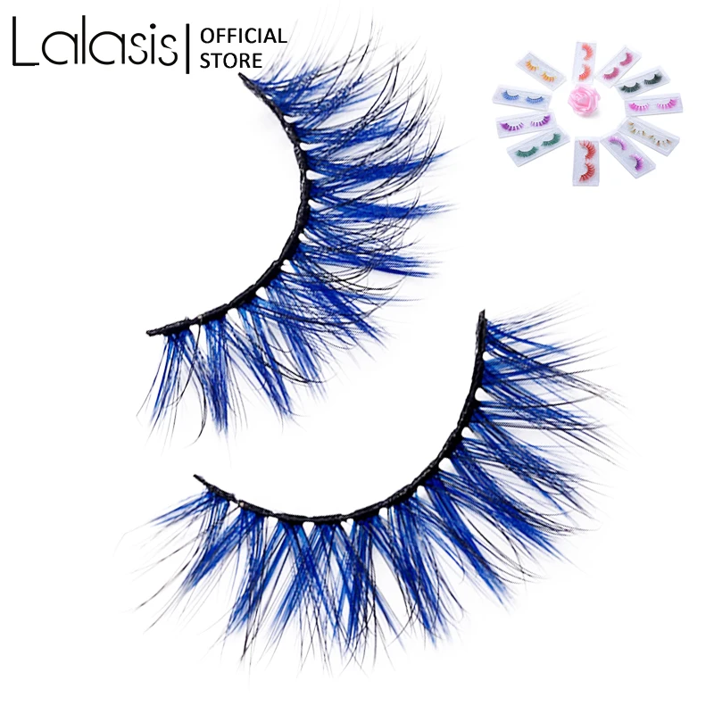

Lalasis Colored False Eyelashes 3D Natural Dramtic Red Green Yellow Purple White Cosplay Soft Extension Colorful Mink Eyelash