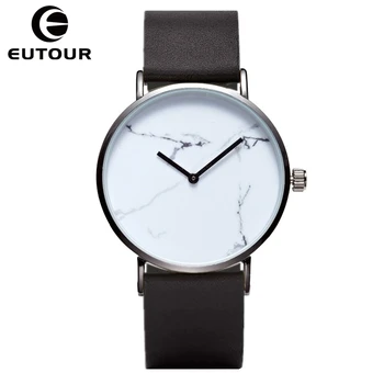 

EUTOUR Ultra thin Classic Marble Watches Quartz women Clock leather Casual Fashion Wristwatch montre femme Relogios Feminino