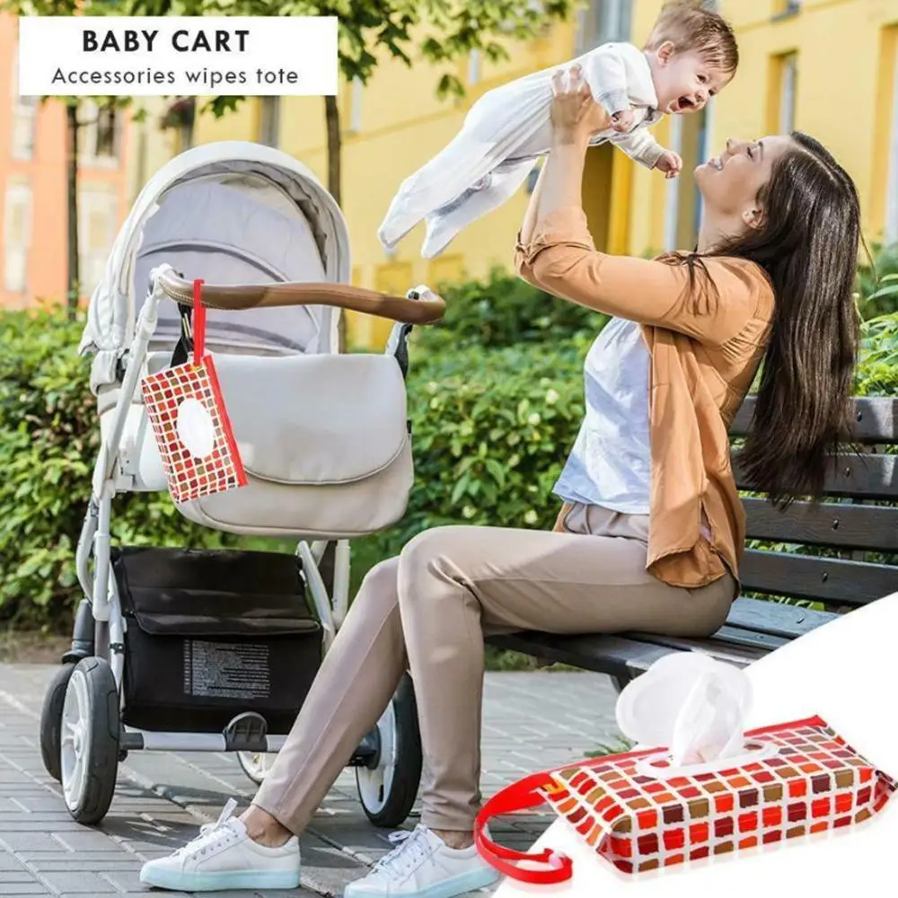 

Fashion Wipes Tote Bag Clutch And Clean Wet Wipes Bag For Stroller Cosmetic Pouch With Easy-Carry Snap-Band For Baby
