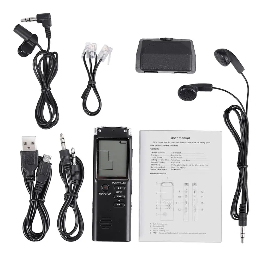 Neoteck 16 Гб перезаряжаемый цифровой звук диктофон USB lcd Диктофон MP3 плеер Высокое качество MP3 WAV формат записи