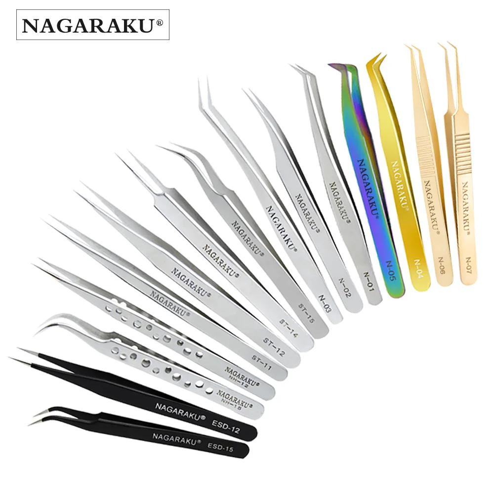 

NAGARAKU Eyelash Extension Tweezers Eyelashes Makeup Stainless Steel False Eyelash Tweezers 3D Accurate Tweezers