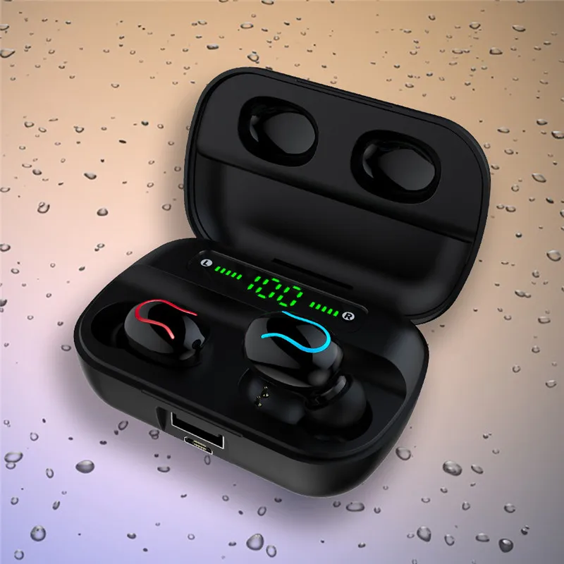 Беспроводные наушники Bluetooth 5,0 TWS, гарнитура, мини спортивные наушники для бега, Поддержка IOS/Android телефонов, светодиодный дисплей