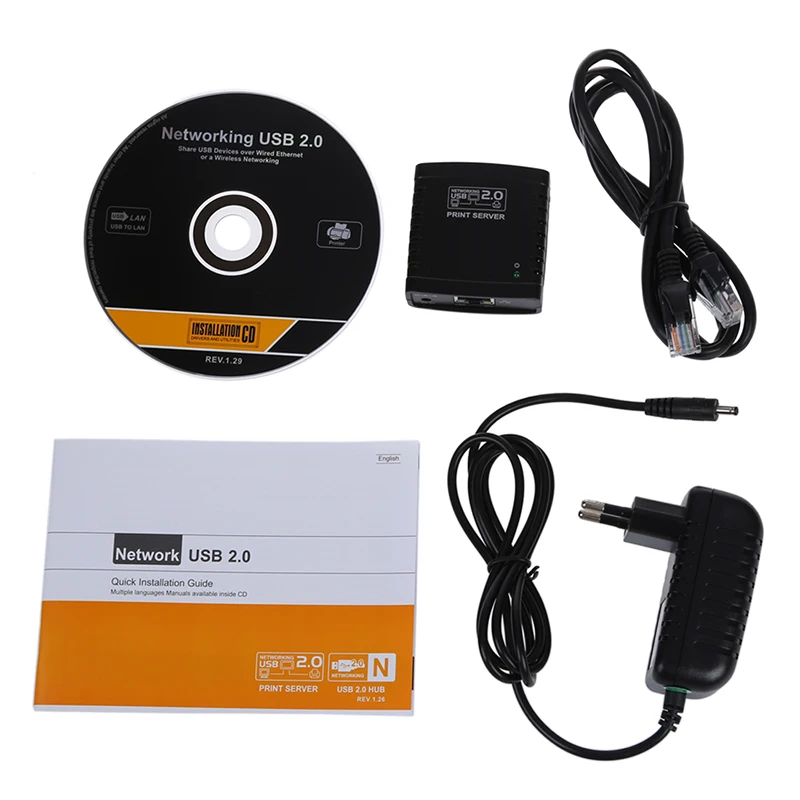 Сервер печати USB 2 0 Ethernet сеть LPR для LAN Сетевые принтеры Share black|Серверы печати| |