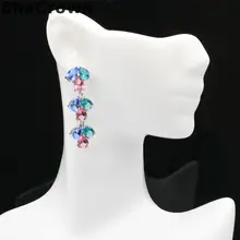 39x13 мм разноцветный турмалиновый фиолетовый танзанит Аквамарин CZ подарок серебряные серьги