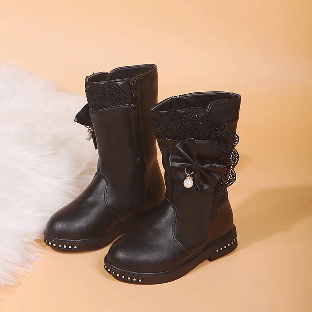 Toddler Girl Boots Children Infant Baby Girls Kids Winter Boots Warm Bowknot Lace Snow High Boots Shoes Botas Nina Sapatos