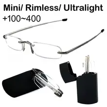 Мини-портативные складные очки для чтения без оправы для мужчин и женщин, кошелек для чтения, складной карманный считыватель пресбиопии, диоптрий дальнозоркости 1-4,0