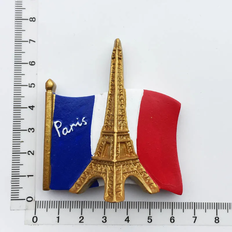 Europe France Landmark Eiffel Tower Three-dimensional National Flag Hand Painted Travel Souvenir Magnet Fridge | Дом и сад
